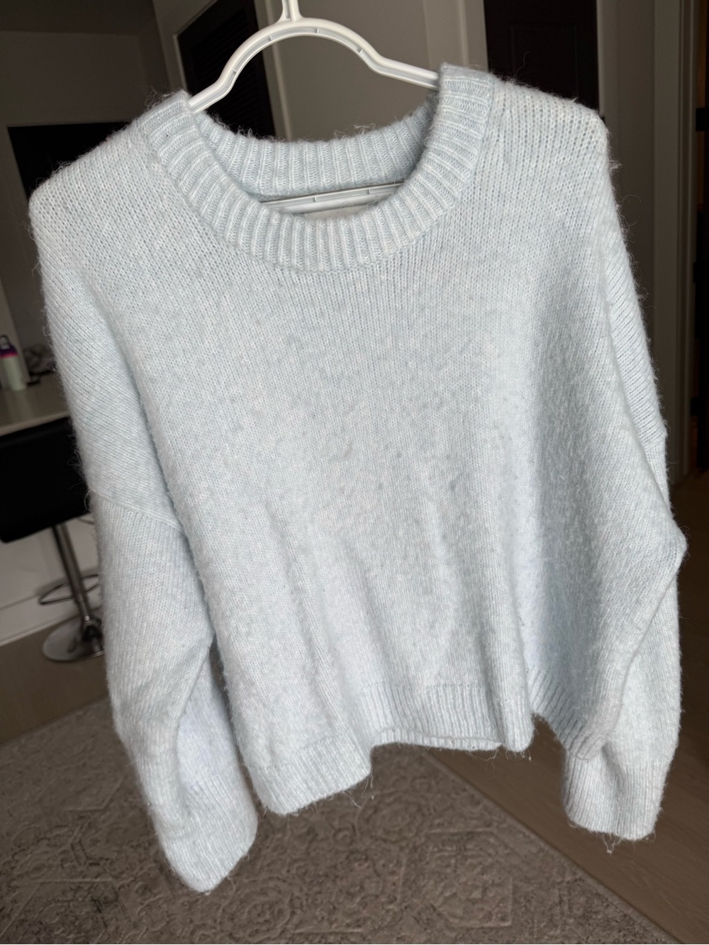 Abercrombie & Fitch Pale Blue Fuzzy Crewneck Sweater